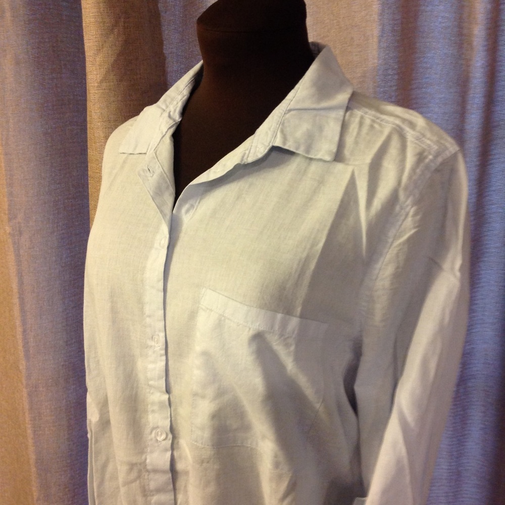 NWT - Baby Blue button up blouse with collar.